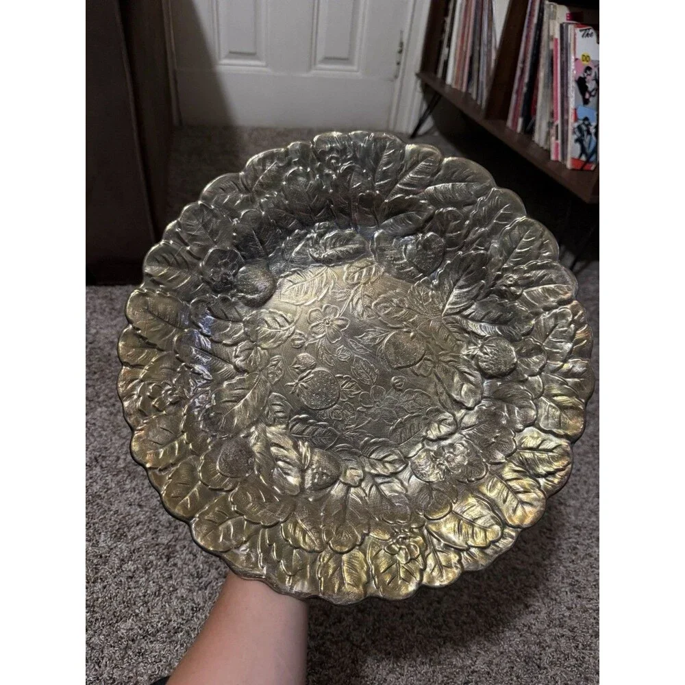 Reed & Barton #115 Silverplate Fruit Embossed Serving Bowl 13.5” Vintage